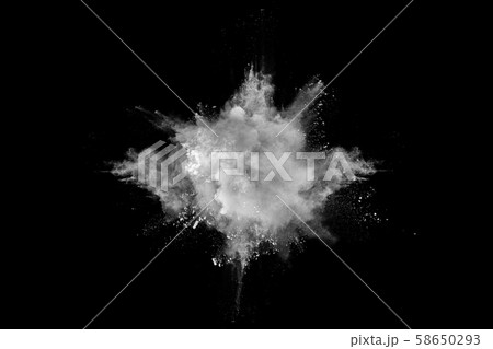 White powder explosion on black background.  58650293