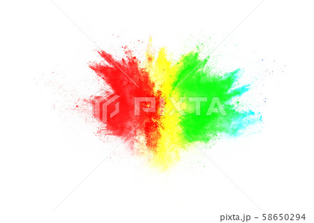 Colorful powder explosion on white background. Colorful powder explosion on white background. 58650294