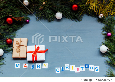 Christmas background Christmas decorations gifts new year postcard 58650757