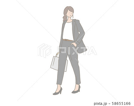 女性スーツ通勤のイラスト素材