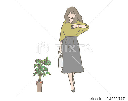 定時退社する女性 58655547