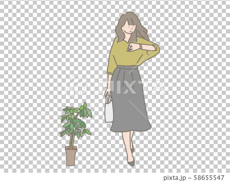 定時退社する女性 58655547