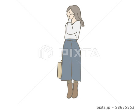 オフィスカジュアルで通勤する女性のイラスト素材
