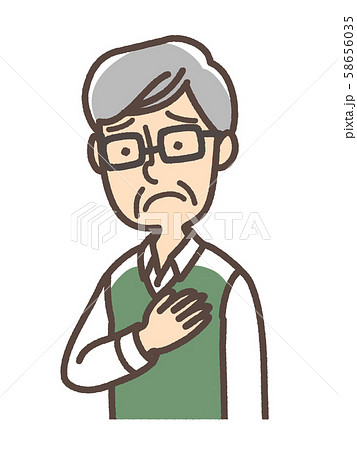心配な男性 中高年のイラスト素材