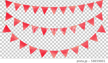フラッグ_三角_ガーランド_水彩_レッド 58659801