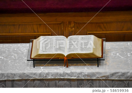Bible in the pulpit of a church. Harlem, NYC. Bible in the pulpit of a church. Harlem, NYC. 58659936
