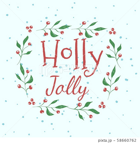 Holly Jolly Greeting Card Poster with Typography 58660762
