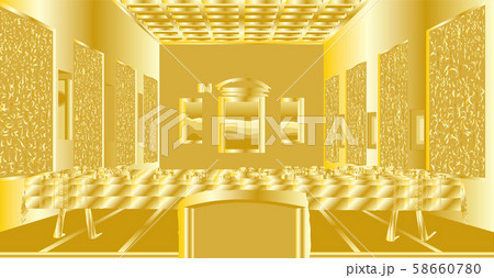 最後の晩餐金背景とテーブルと食物 58660780