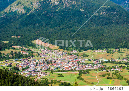 Aerial view of Andalo in the Dolomites, Italy 58661034