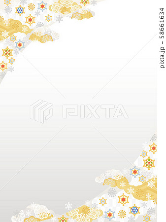 背景素材 雪和模様 金銀 4のイラスト素材