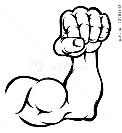 Muscular Cartoon Arm Bicep Muscle And Fist 58661842