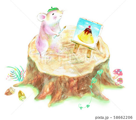 絵を描くねずみのイラスト素材