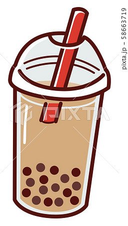 イラスト素材 タピオカミルクティーのイラスト素材