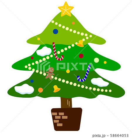 クリスマスツリー かわいい キラキラ オーナメントのイラスト素材