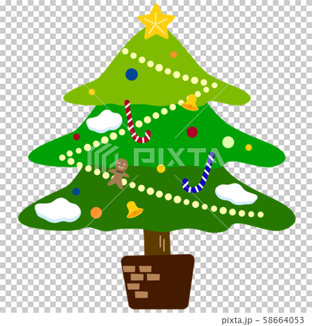クリスマスツリー かわいい キラキラ オーナメントのイラスト素材