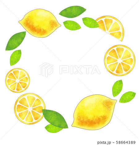 レモン リース サークル 水彩風のイラスト素材