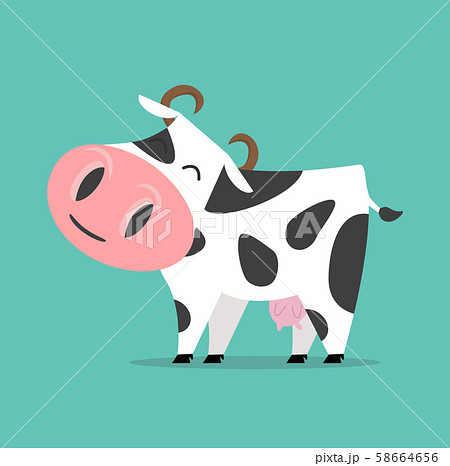 Cute Cow Isolated Vector Illustrationのイラスト素材