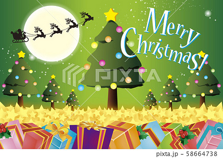 ベクターイラスト背景 クリスマスツリー モミの木 パーティーイベント素材 プレゼント 飾り 無料 緑のイラスト素材