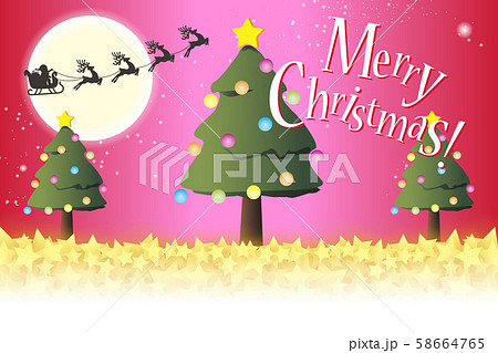 ベクターイラスト クリスマスカード クリスマスツリー もみの木 楽しいパーティー 飾り 無料素材 赤のイラスト素材