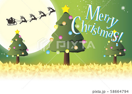 イラスト背景壁紙 グリーティングカード メリークリスマス ツリー もみの木 パーティー素材 無料 緑のイラスト素材