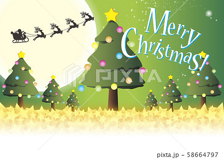 イラスト背景壁紙 グリーティングカード メリークリスマス ツリー もみの木 パーティー素材 無料 緑のイラスト素材
