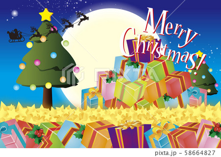ベクターイラスト背景,クリスマスパーティーイベント素材,ツリー,プレゼント,デコレーション,無料,青 ベクターイラスト背景,クリスマスパーティーイベント素材,ツリー,プレゼント,デコレーション,無料,青 58664827