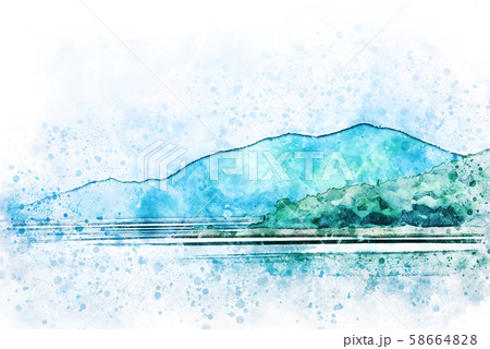 Abstract colorful shape on mountain peak and tree landscape on watercolor illustration painting background. Abstract colorful shape on mountain peak and tree landscape on watercolor illustration painting background. 58664828