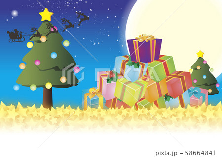 ベクターイラスト背景,クリスマスパーティーイベント素材,ツリー,プレゼント,デコレーション,無料,青 ベクターイラスト背景,クリスマスパーティーイベント素材,ツリー,プレゼント,デコレーション,無料,青 58664841