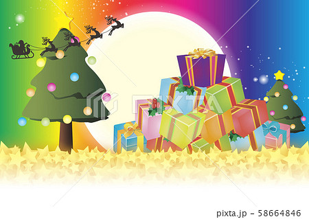 イラスト背景素材,メリークリスマスパーティー,プレゼント,飾り,無料,虹色,レインボーカラー,贈り物 イラスト背景素材,メリークリスマスパーティー,プレゼント,飾り,無料,虹色,レインボーカラー,贈り物 58664846