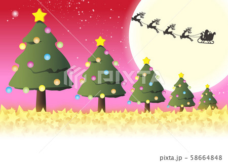 ベクターイラスト,クリスマスカード,クリスマスツリー,もみの木,楽しいパーティー,飾り,無料素材,赤 58664848