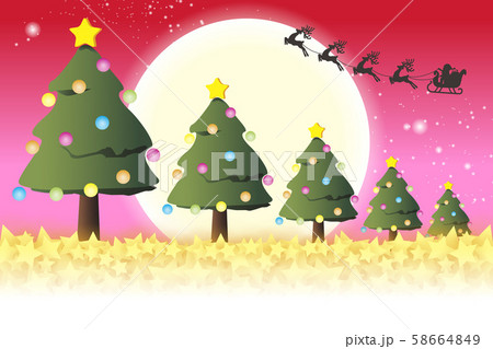 ベクターイラスト,クリスマスカード,クリスマスツリー,もみの木,楽しいパーティー,飾り,無料素材,赤 58664849