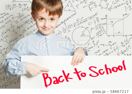 Boy and billboard Back to school. Education Boy and billboard Back to school. Education 58667217