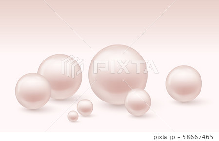 Set of pink pearls with reflection and shadow Set of pink pearls with reflection and shadow 58667465
