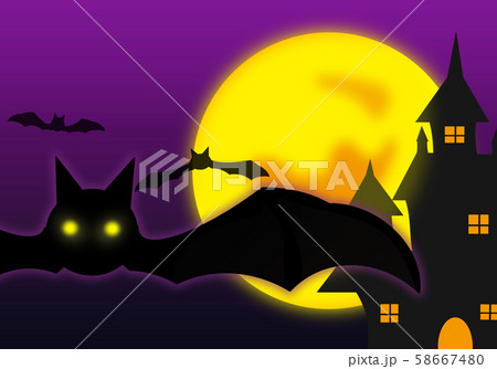 ハロウィンの背景イラスト コウモリのクローズアップ ハロウィンの背景イラスト コウモリのクローズアップ 58667480