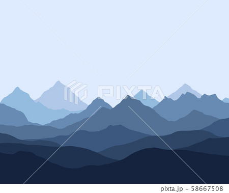 panoramic view of the mountain landscape with fog 58667508