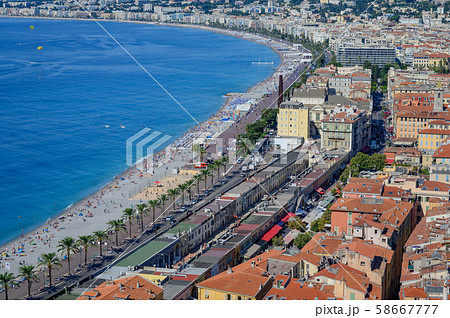 ニース街並み、展望台から旧市街、南仏リゾート、南仏と地中海、プログナードサンデクレ、フランス 58667777