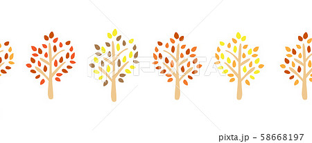 Autumn tree silhouette seamless vector border. Repeating pattern for ribbon, banner, card design Autumn tree silhouette seamless vector border. Repeating pattern for ribbon, banner, card design 58668197