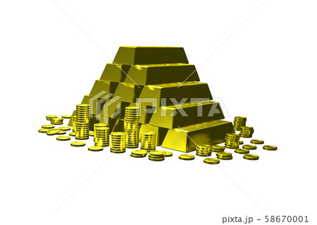 金塊のイメージ(大当たり・富・お金持ちなど/透過素材) 金塊のイメージ(大当たり・富・お金持ちなど/透過素材) 58670001