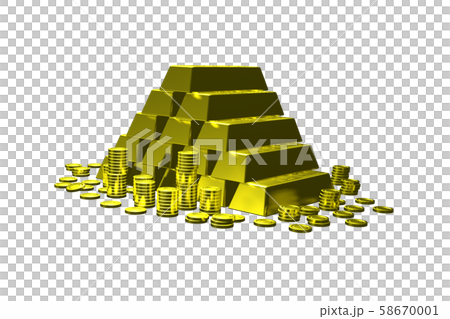 金塊のイメージ(大当たり・富・お金持ちなど/透過素材) 金塊のイメージ(大当たり・富・お金持ちなど/透過素材) 58670001