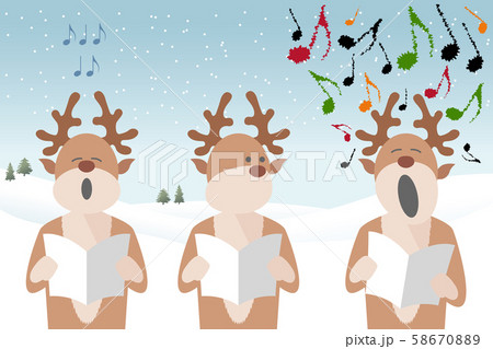 carol singing reindeer 58670889