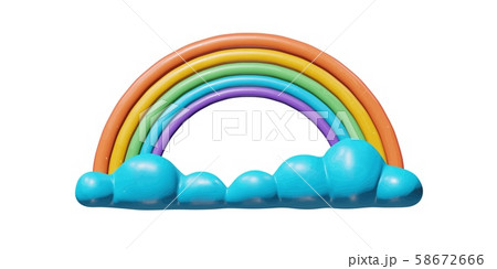 Isolated plastic rainbow in happy summer sky Isolated plastic rainbow in happy summer sky 58672666