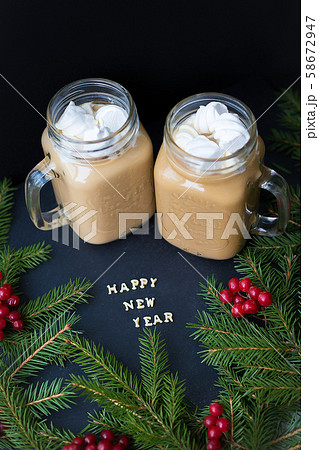 Christmas holiday background with hot cocoa Christmas holiday background with hot cocoa 58672947