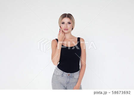 Fashion portrait of pretty model woman Fashion portrait of pretty model woman 58673692