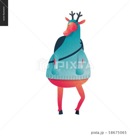 Sporting Santa deer standing 58675065