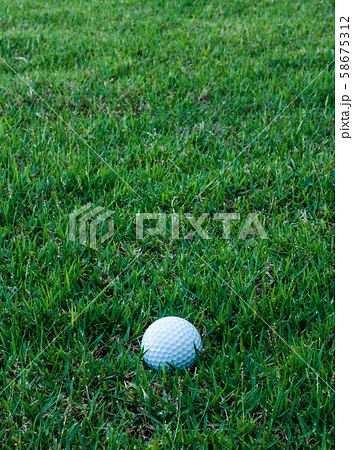 Golf ball on green grass 58675312