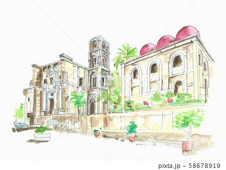 世界遺産の街並・イタリア・パレルモのマルトラーナ教会 58678919