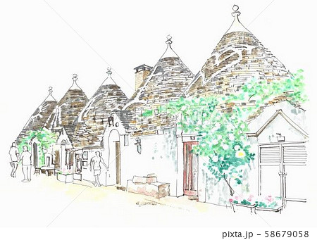 世界遺産の街並・イタリア・アルベロベッロのトウルリ 58679058