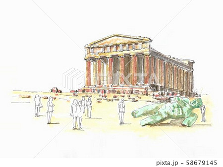 世界遺産の街並・イタリア・アグリジェント・神殿の谷のコンコルディア神殿 58679145