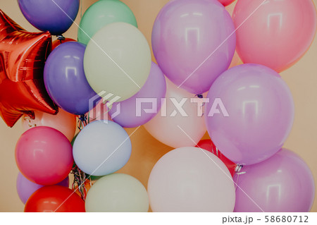 balloons of different colors with gifts for the holiday balloons of different colors with gifts for the holiday 58680712