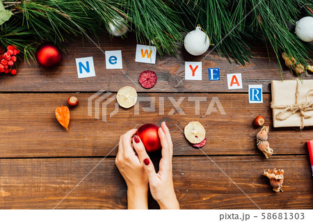 Christmas background Christmas decorations gifts new year postcard Christmas background Christmas decorations gifts new year postcard 58681303